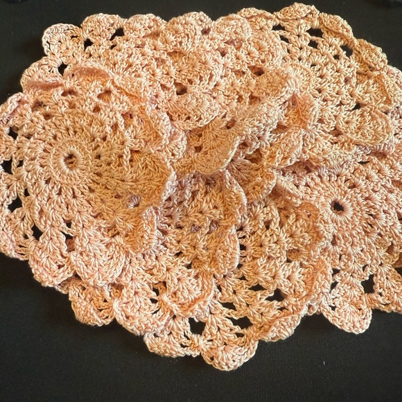Vintage Handmade Pink Crochet Doily Coasters set of 9 - Picture 3 of 5